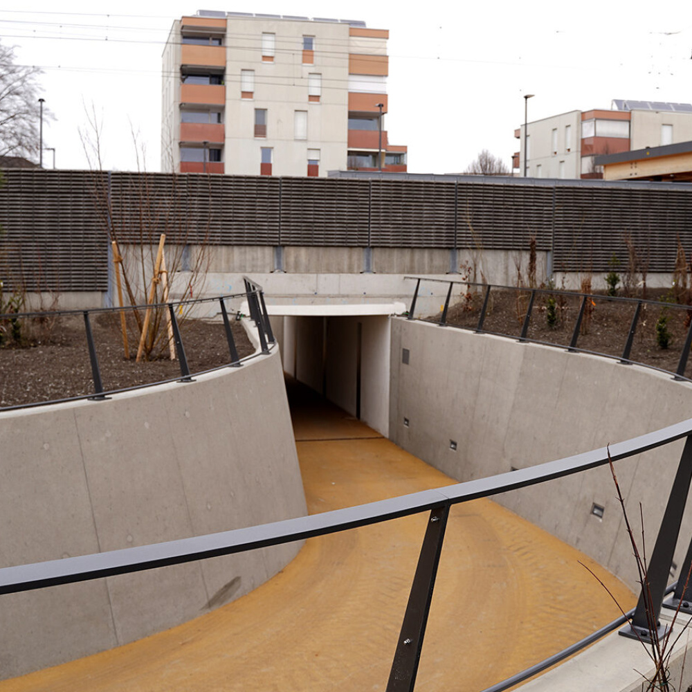 Neue Radunterführung beim Bahnhof in Hard