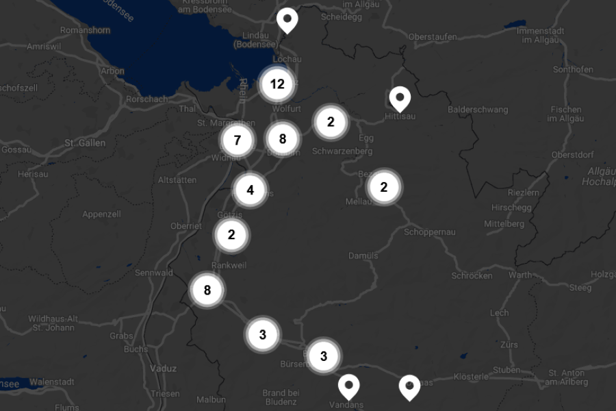 Standortkarte von caruso carsharing in Vorarlberg