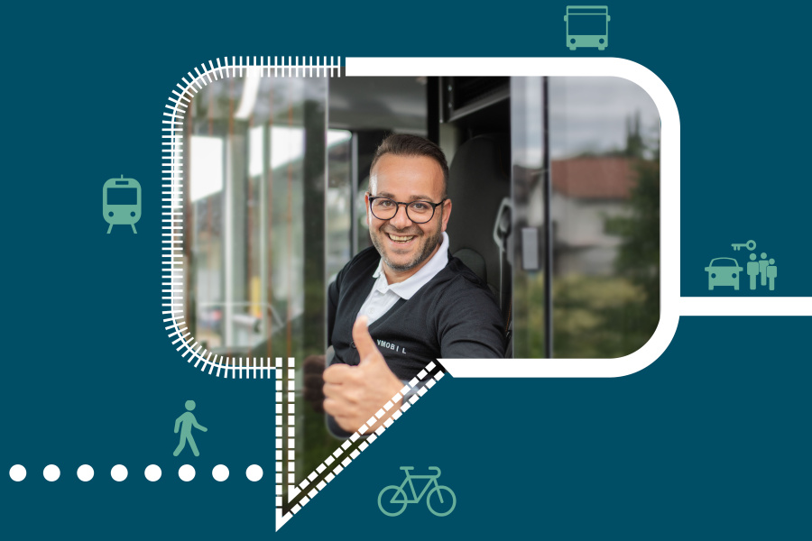 Busfahrer lächelt in die Kamera