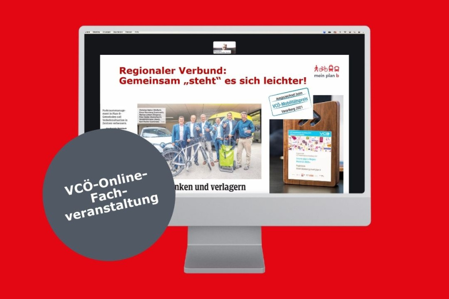 Symbolfoto mit Computer auf dem der Online-Fachvortrag "läuft"