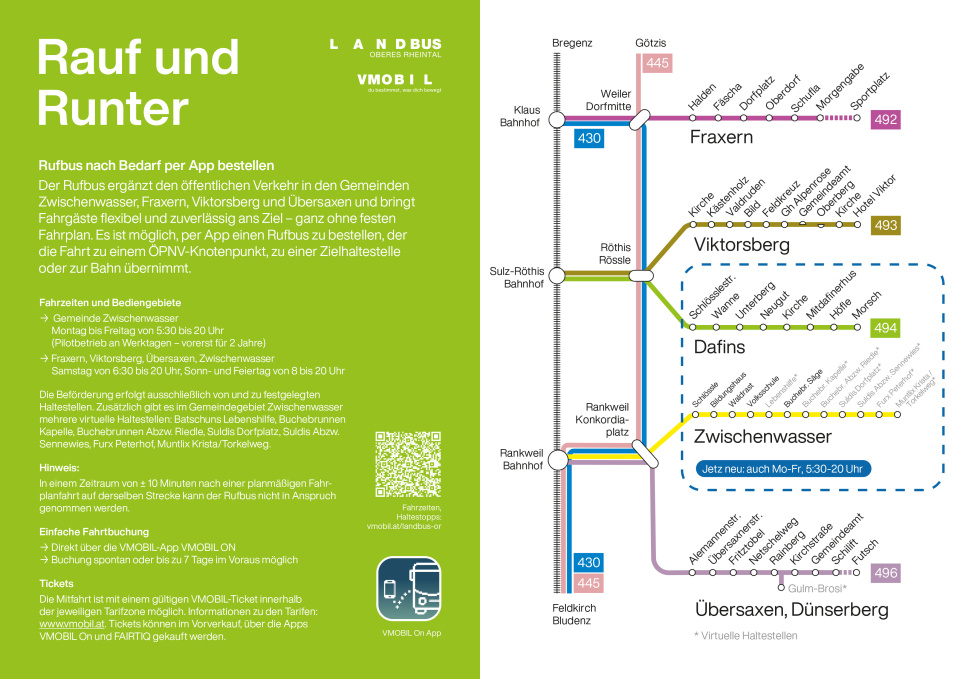 Haltestellenaushang mit Informationen und Liniennetz