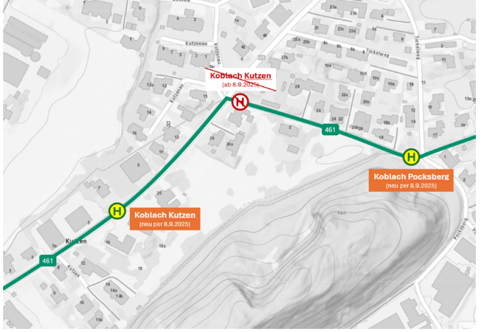 Plan der Änderung der Linie 61