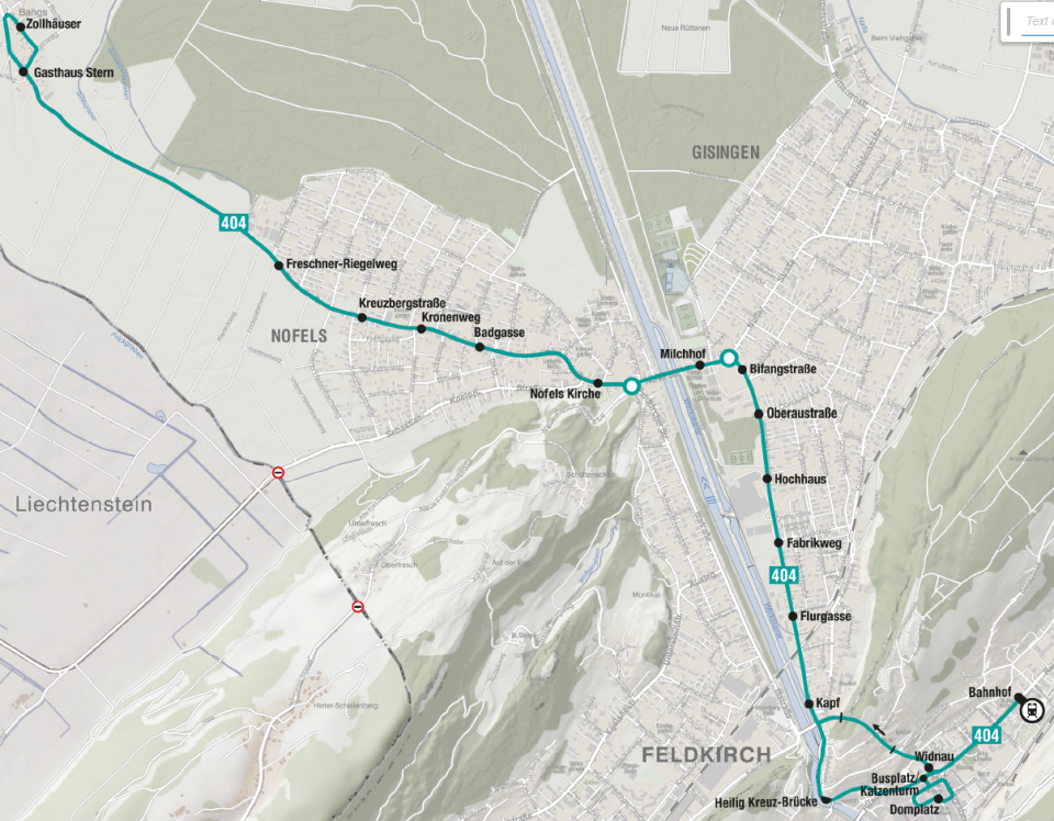 Streckenverlauf Linie 404