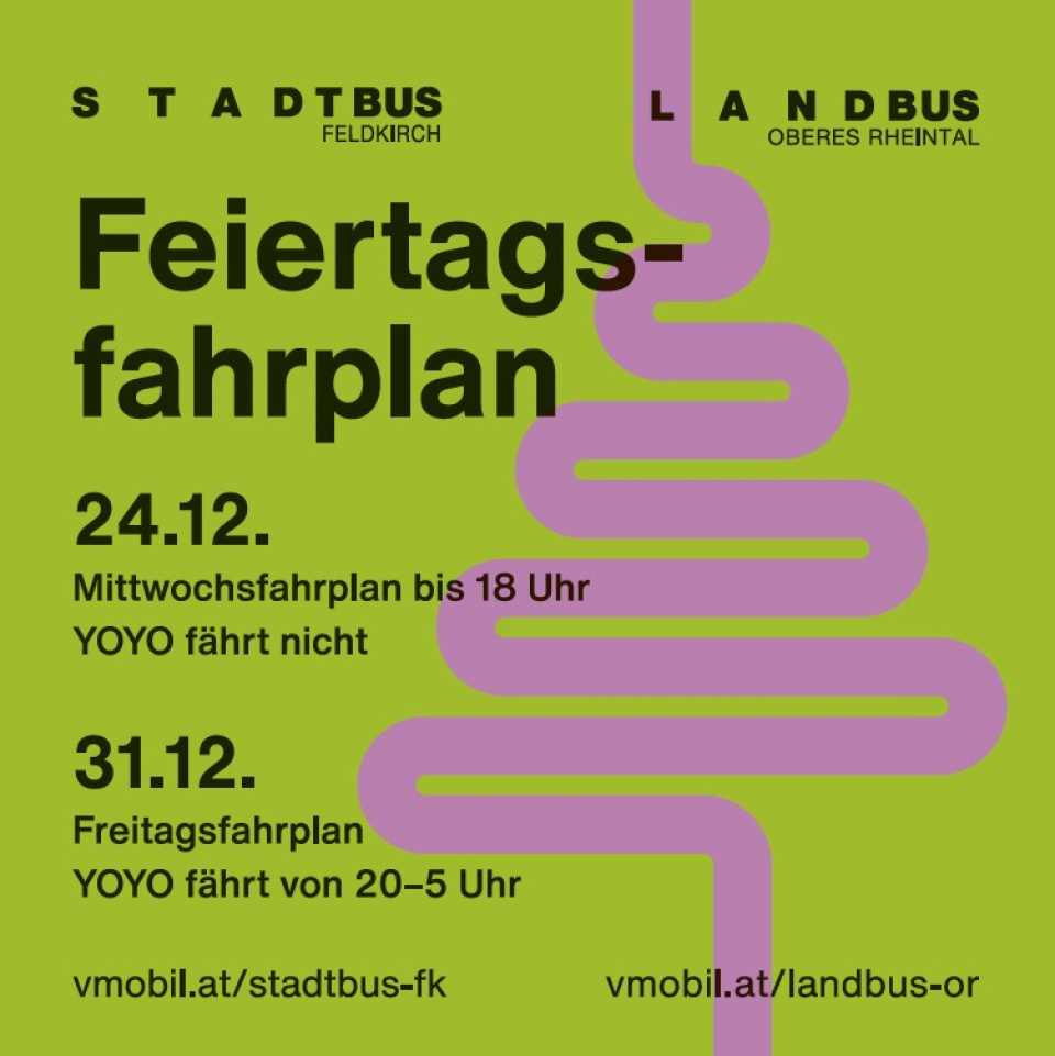 Feiertagsfahrplan für den 24. und 31. Dezember
