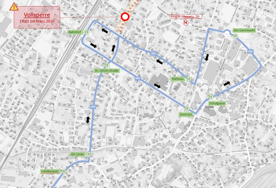 Umleitungsstrecke der Busse