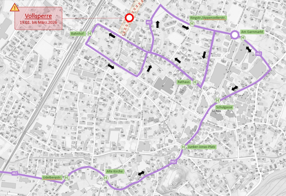 Grafik Umleitungsstrecke Götzis