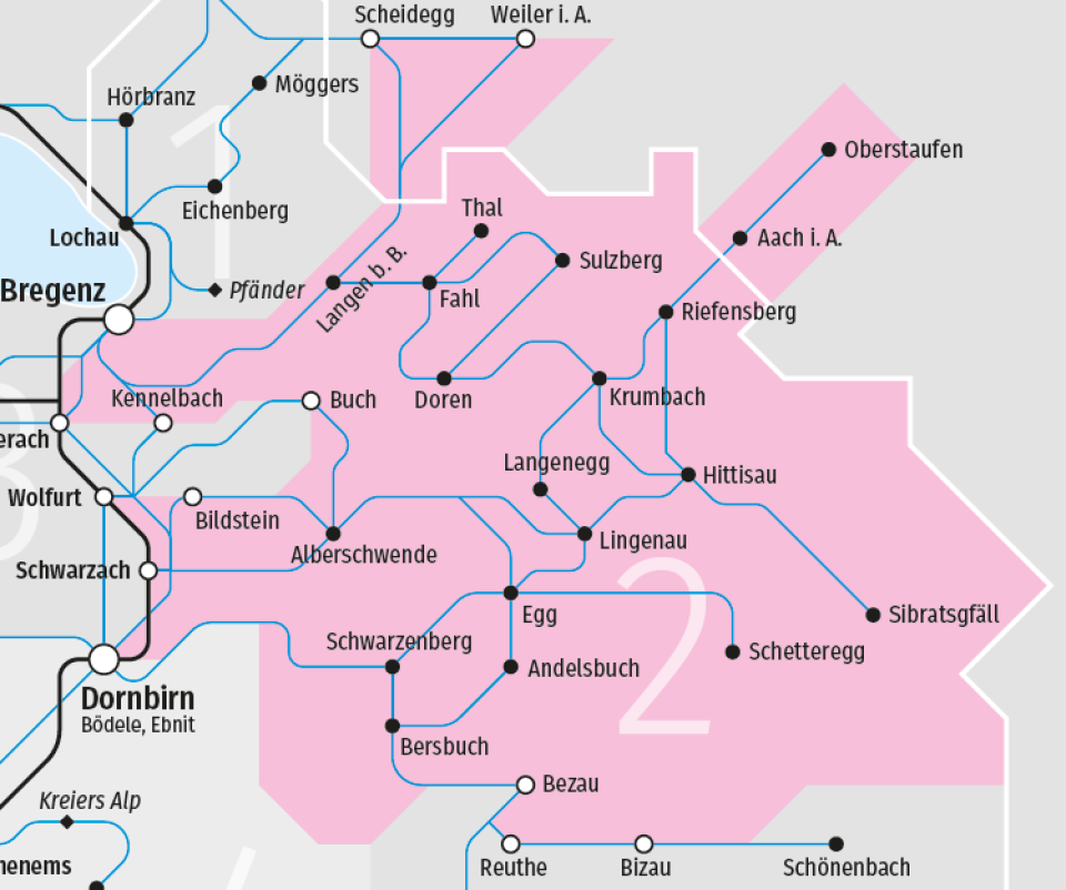 Die Karte der REGIO 2 Vorderwald 